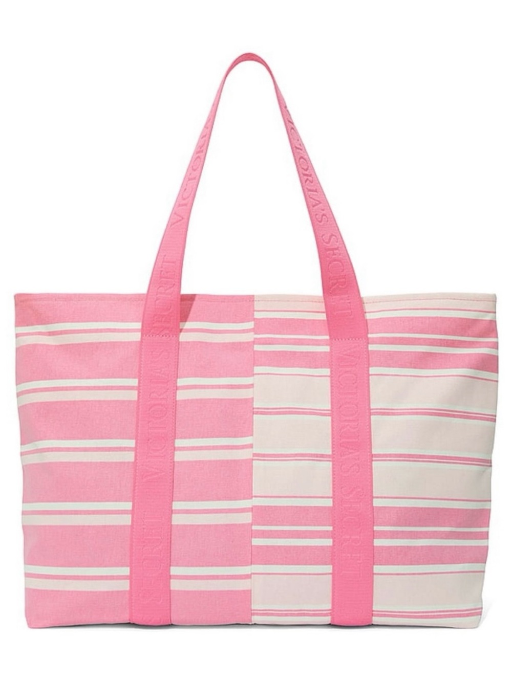 Victoria's Secret Heritage Stripe Pink & Cream Canvas Tote